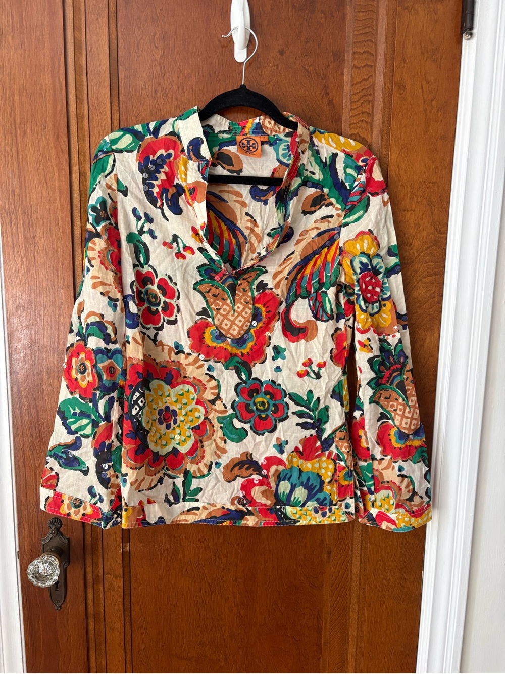 Tory Burch Multicolor Floral Print Cotton Blouse - size 4
